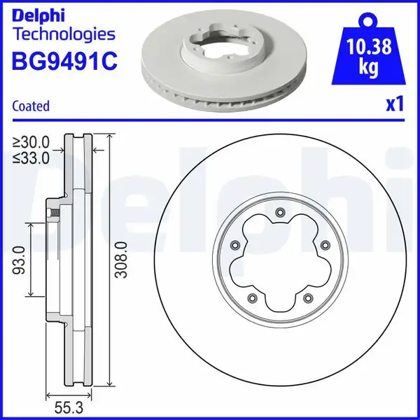 DELPHI BG9491C | Ford Transit 2018 Model Sonrası Ön Fren Disk Takımı Delphi Marka | 2 Adet