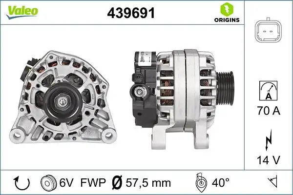 Valeo 439691 Alternatör 12v 70a Peugeot 206 1 6 16v Citroen Xsara 1 4 1 6 Partner Berlingo