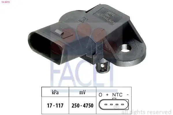 FACET 10-3072 | Map Basınç Sensörü Ibiza V Leon Fabia Caddy Golf V VI Jetta III Passat 1 2 1 4 1 6 FSI 2 0fsi 05