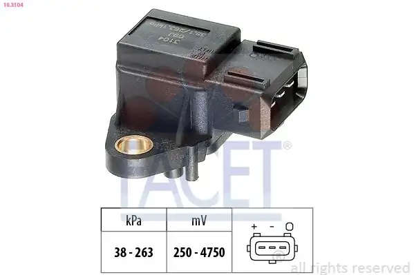 FACET 10-3104 | Basınç Sensörü W168 98 01 W202 95 00 W124 93 95 W210 98 02 W140 93 98 Sprinter 96 06