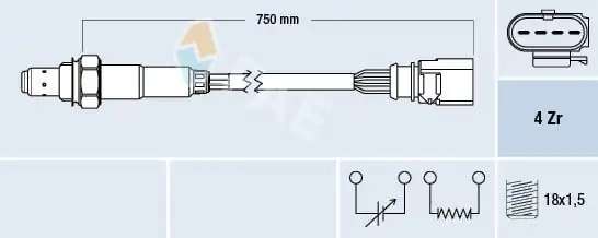 FAE 77399 | Lambda Sensörü Golf5 Golf6 Polo Ibiza Fabia Bud CGGB Cdda Clpa 1 4 16v 04 4 Fişli 75 Cm