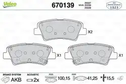 VALEO 670139 | Fren Balata Arka 15-Tucson-Sportage Hyundai Accent Blue/Bayon/Elantra/i20/i30/I40/Sonata