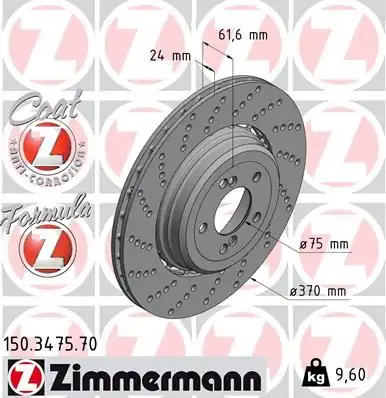 ZİMMERMAN 150-3475-70 | Bmw E60 E63 M5 M6 Arka Disk Sol 34212282807 1 Adet
