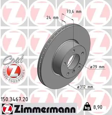 ZİMMERMAN 150-3467-20 | Bmw E90 LCI F30 Ön Disk Adet 34116855006 1 Adet
