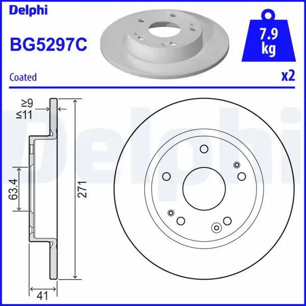 DELPHI BG5297C | Ford Focus 2018 Model Sonrası Arka Fren Disk Takımı Delphi Marka