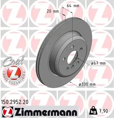 ZİMMERMAN 150-2952-20 | Arka Fren Diski Sol Bmw G30 G31 F90 X3