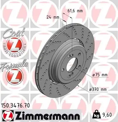 ZİMMERMAN 150-3476-70 | Bmw E60 E63 M5 M6 Arka Disk Sağ 34212282808 1 Adet