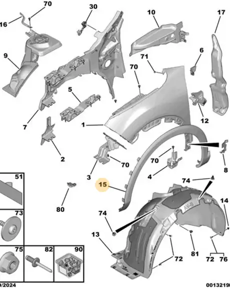 Psa 98329589xt Citroen C4 X C43 C4 C41 Sağ Ön Çamurluk Çıtası Orijinal
