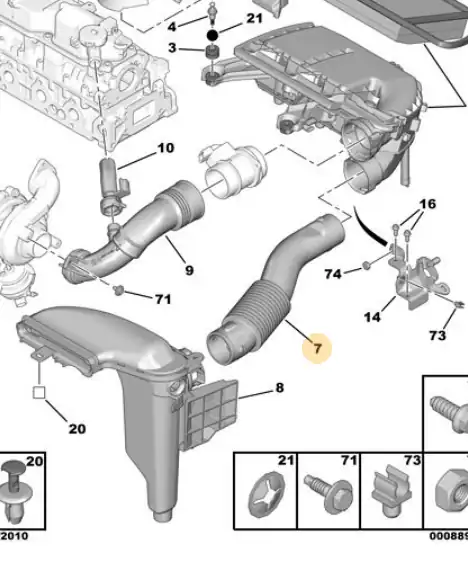 Psa 1434 H1 Hava Filtre Hortumu P508 Citroen C5 1 6 Hdi Dv6c Euro 5