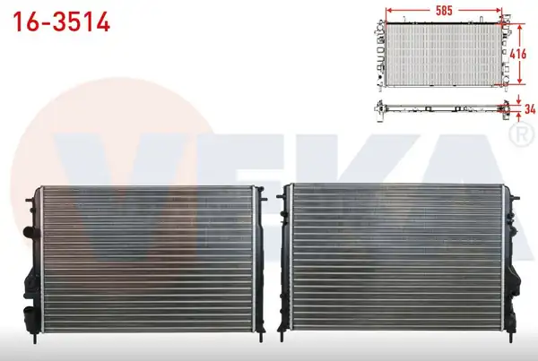 VEKA 16-3514 | Su Radyatörü Renault Megane İ Ba0 1 1 4i 16v 1996 2003