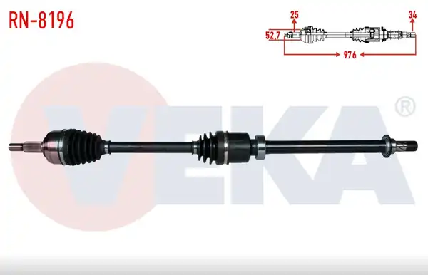 Veka RN 8196 Renault Captur 2013 1 2 1 5 dCi Otomatik Sağ Aks Komple 976mm
