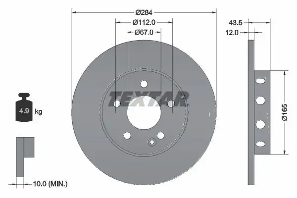 TEXTAR 92059303 | Fren Diski 202 Ön 2 Adet 851384