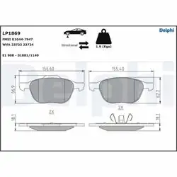 DELPHI LP1869 | Ford Focus 2011-2018 Ön Fren Balata Takımı