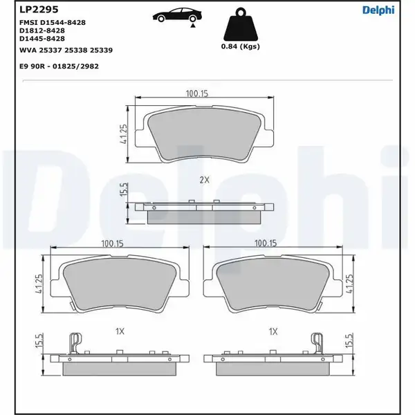 DELPHI LP2295 | Fren Balata Arka Accent IV Sedan (Rb) 10-171.4 1.6 1.6 1.6 CRDI 1.6 GDI 1.4 1.6 CRDI 1.4 Accent V Sedan (HC) 17-1.4 Bayon (Bc3) 21-1.0 T-GDI 1.0 T-GDI 48V-Hybrid 1.4 Mpı Elantra IV Sedan (Hd) 05-111.6 CRDI Elantra V Sedan (Md, Ud) 10-151.8